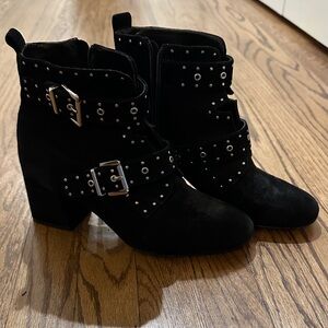 Rebecca Minkoff Black Studded Buckle Ankle Boots